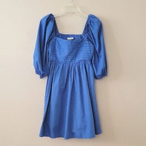 Abercrombie & Fitch Emerson Blue Poplin Puff Sleeve Mini Dress - Size Medium T